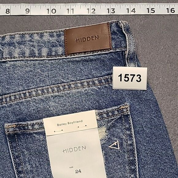 Hidden Womens Jeans 24 Bailey Boyfriend Blue Crop Distressed Ripped Grunge Denim - Picture 9 of 9